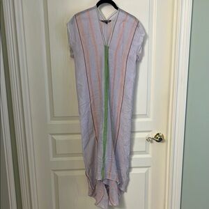 Rozae Nichols sheer pool cover up Striped V-Neck Maxi Dress